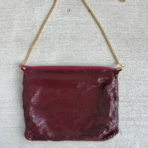 Vintage Glomesh Burgundy Metal Mesh Evening Bag – Gold Chain Strap